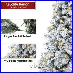 6.5/7.5ft Pre-lit Christmas Tree Artificial Snow Flocked for Home Holiday Decor