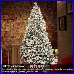 6.5/7.5ft Pre-lit Christmas Tree Artificial Snow Flocked for Home Holiday Decor