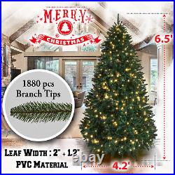 6.5/7/7.5' Tall Artificial Fir Christmas Tree Full w Clear LED Lights and Base