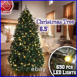 6.5/7/7.5' Tall Artificial Fir Christmas Tree Full w Clear LED Lights and Base