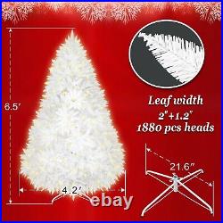 6.5/7/7.5' Tall Artificial White Christmas Tree Full w Clear LED Lights and Base