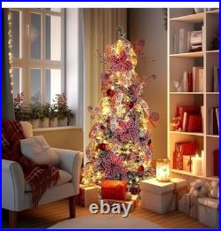 6.5 FT Candy Cane Pop-Up Christmas Tree, Pre-Lit and Fully Decorated, Fire-Resis