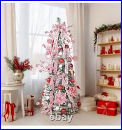 6.5 FT Candy Cane Pop-Up Christmas Tree, Pre-Lit and Fully Decorated, Fire-Resis