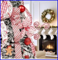 6.5 FT Candy Cane Pop-Up Christmas Tree, Pre-Lit and Fully Decorated, Fire-Resis