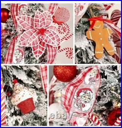 6.5 FT Candy Cane Pop-Up Christmas Tree, Pre-Lit and Fully Decorated, Fire-Resis