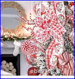 6.5 FT Candy Cane Pop-Up Christmas Tree, Pre-Lit and Fully Decorated, Fire-Resis