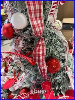 6.5 FT Candy Cane Pop-Up Christmas Tree, Pre-Lit and Fully Decorated, Fire-Resis