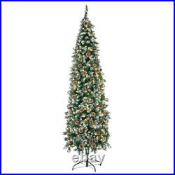 6.5 Ft Pre-Decorated Pencil Christmas Tree With Clear Lights