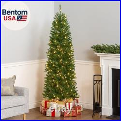 6.5 Ft Pre-Lit Kingswood Fir Slim Artificial Christmas Tree, 250 Clear Lights, 7