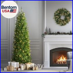 6.5 Ft Pre-Lit Kingswood Fir Slim Artificial Christmas Tree, 250 Clear Lights, 7