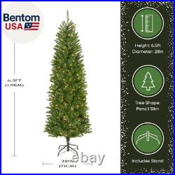 6.5 Ft Pre-Lit Kingswood Fir Slim Artificial Christmas Tree, 250 Clear Lights, 7