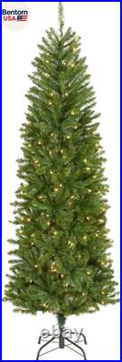 6.5 Ft Pre-Lit Kingswood Fir Slim Artificial Christmas Tree, 250 Clear Lights, 7