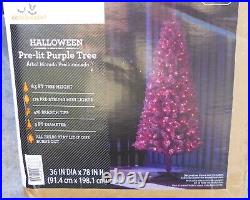 6'. 5 Ft Purple Artificial Christmas Halloween Pre Lit Tree Orange LED Lights NEW