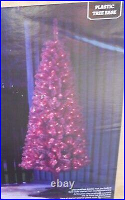 6'. 5 Ft Purple Artificial Christmas Halloween Pre Lit Tree Orange LED Lights NEW