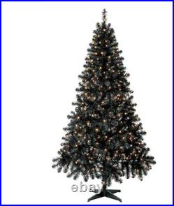 6.5' Pre-Lit Black Madison Pine Artificial Christmas Tree, Clear LED Lights