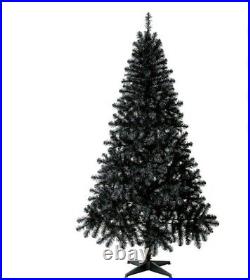 6.5' Pre-Lit Black Madison Pine Artificial Christmas Tree, Clear LED Lights