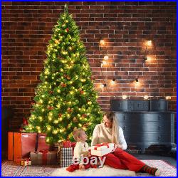 6.5' Pre-lit Hinged Christmas Tree with Pine Cones Red Berries & 450 LED Lights