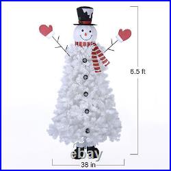 6.5-foot Pre-Lit Snowman Christmas Tree With 140 Cool White LED Lights New