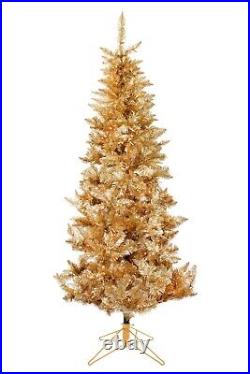 6.5 ft Rose Gold Slim Artificial Xmas Christmas Tree, 624 Tips, UL 350 Clear 6.5 ft Rose Gold Slim Artificial Xmas Christmas Tree, 624 Tips, UL 350 Clear