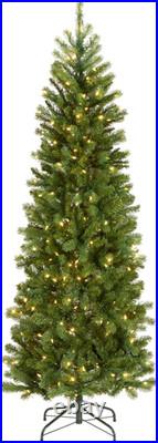 6.5ft Pre-Lit Slim Douglas Fir Christmas Tree with 300 LED Lights & Stand