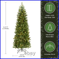 6.5ft Pre-Lit Slim Douglas Fir Christmas Tree with 300 LED Lights & Stand