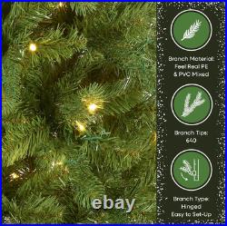 6.5ft Pre-Lit Slim Douglas Fir Christmas Tree with 300 LED Lights & Stand