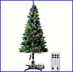 6.5ft Pre-Lit Snowy Pine Christmas Tree, 480 Branches & Multi-color String Lights