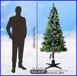 6.5ft Pre-Lit Snowy Pine Christmas Tree, 480 Branches & Multi-color String Lights