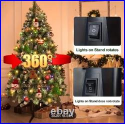 6.5ft Pre-Lit Snowy Pine Christmas Tree, 480 Branches & Multi-color String Lights