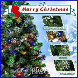 6.5ft Pre-Lit Snowy Pine Christmas Tree, 480 Branches & Multi-color String Lights