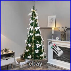 6/6.5FT Pull up Christmas Tree Prelit with 200 LED Lights for Xmas Holiday Decor