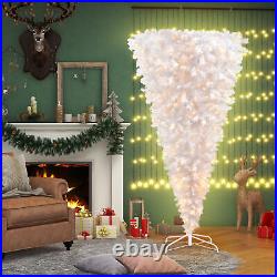 6.6ft Christmas Snow Tree With LED Warm White Lights For Holiday Home Decor