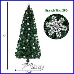 6/7FT Pre-Lit Artificial Christmas Tree Fiber Optic withMulticolor Lights & Stand