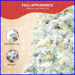 6/7.5FT Pre-Lit Artificial Holiday Christmas Tree with LED Lights Snowy Decor US