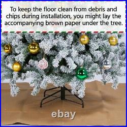 6/7.5/9ft Pre-lighted Artificial Christmas Xmas Tree with Warm Light, Green/White