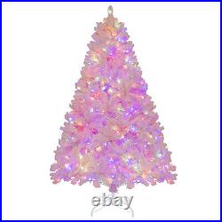 6 FT Flocked Artificial Christmas Tree Hinged with 350 LED Lights 808 Branch Tips