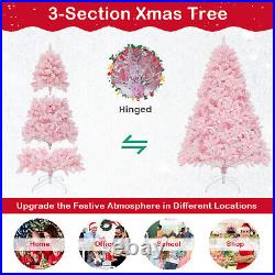 6 FT Flocked Artificial Christmas Tree Hinged with 808 Branch Tips 350 LED Lights
