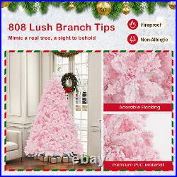 6 FT Flocked Artificial Christmas Tree Hinged with 808 Branch Tips 350 LED Lights