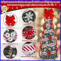 6 FT Pop up Christmas Tree with Lights, Artificial Collapsible Christmas Tree wi