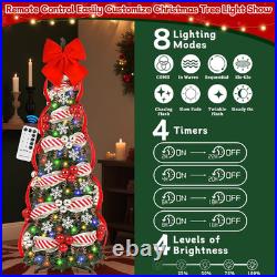 6 FT Pop up Christmas Tree with Lights, Artificial Collapsible Christmas Tree wi