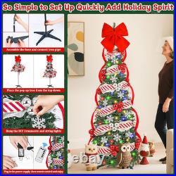 6 FT Pop up Christmas Tree with Lights, Artificial Collapsible Christmas Tree wi