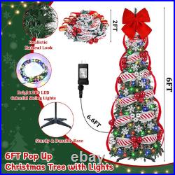 6 FT Pop up Christmas Tree with Lights, Artificial Collapsible Christmas Tree wi