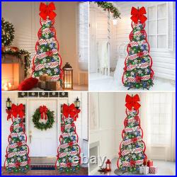 6 FT Pop up Christmas Tree with Lights, Artificial Collapsible Christmas Tree wi