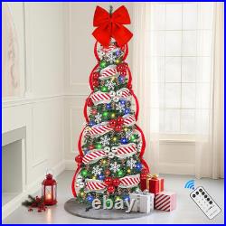 6 FT Pop up Christmas Tree with Lights, Artificial Collapsible Christmas Tree wi