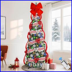 6 FT Pop up Christmas Tree with Lights, Artificial Collapsible Christmas Tree wi