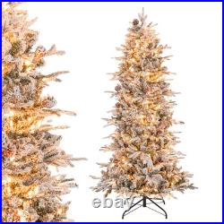 6 FT Pre-Lit Christmas Tree Snow Flocked Hinged with 210 Lights & 715 Branch Tips