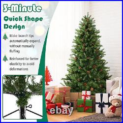 6 FT Pre-Lit New PE & PVC Christmas Tree 3-Minute Quick Shape with Storage Bag