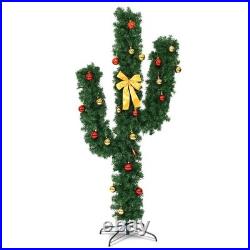 6 FT Pre-lit Cactus Christmas Tree, Artificial Xmas Tree with 120 LED Lights