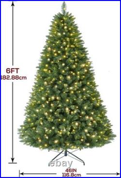 6 FT Pre-lit Christmas Tree Spruce with Remote Control, 300 Warm White Multi