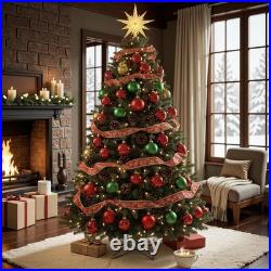 6 FT Pre-lit Christmas Tree Spruce with Remote Control, 300 Warm White Multi
